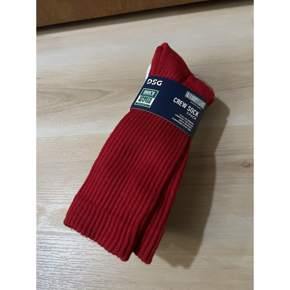 3 Pairs DSG Stay Up Ribbing Arch Support Crew Socks Lg Men Size 8–13/Women's 10+